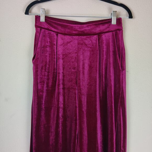 Anthropologie Maison d' Amelie Red Velvet Pull On High Rise Lounge Pants Small - Picture 3 of 12